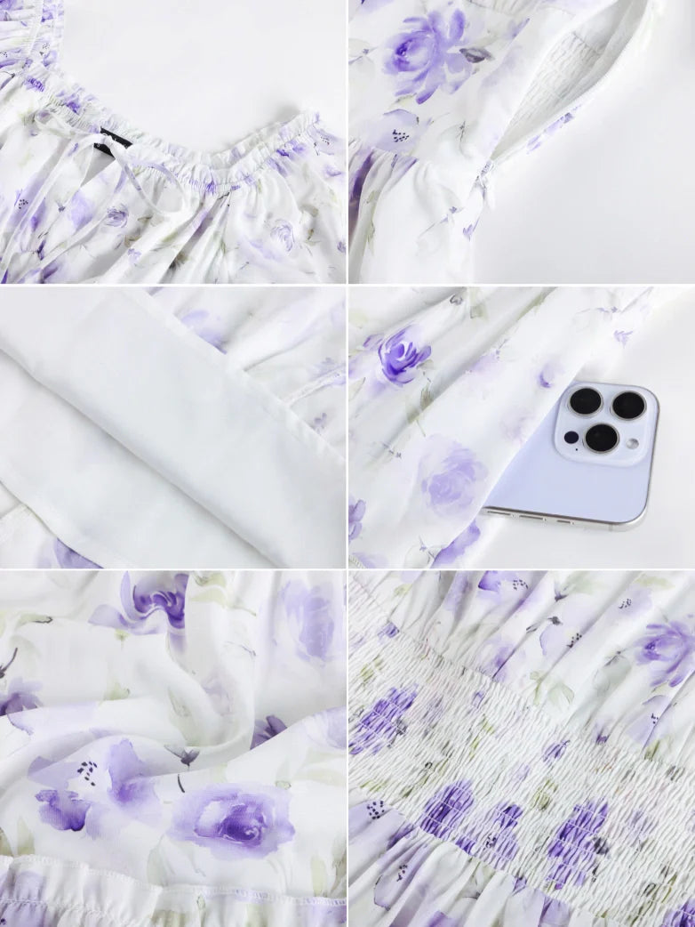 Victorian Summer Floral Pockets Dresses for Women