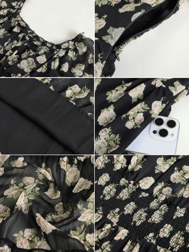 Victorian Summer Floral Pockets Dresses for Women