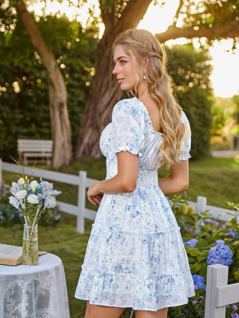 Victorian Summer Floral Pockets Dresses for Women