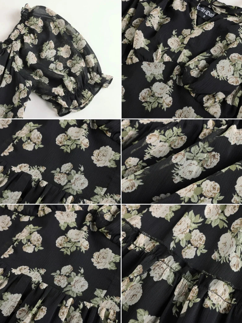 Victorian Summer Floral Pockets Dresses for Women