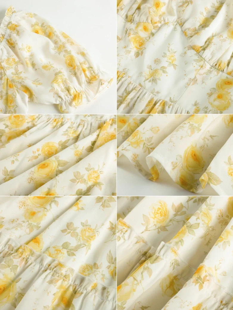Victorian Summer Floral Pockets Dresses for Women
