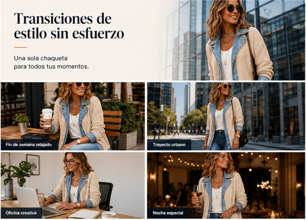 Renata | Chaqueta denim combinada con punto