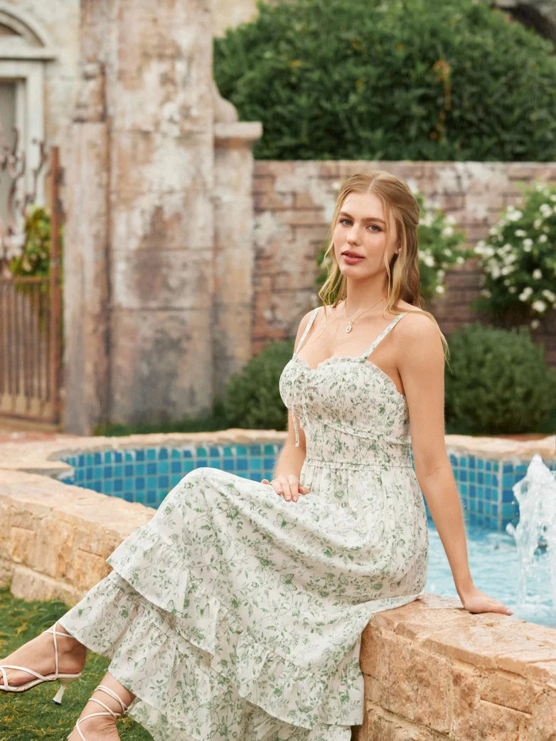Women Renaissance Chiffon Pleated Pockets Dress