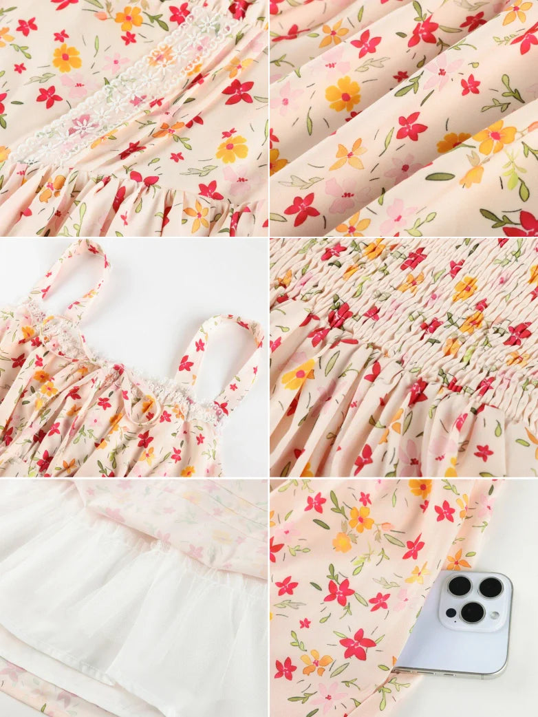 Victorian Puffy Corset Dress Sundress with Pockets