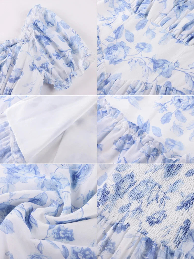 Victoria Garden Tea Party Floral Chiffon Pockets Dress